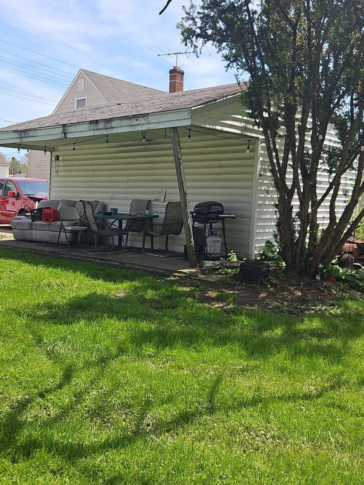 Detached structures count too — the garage is inspected and included in the claim.