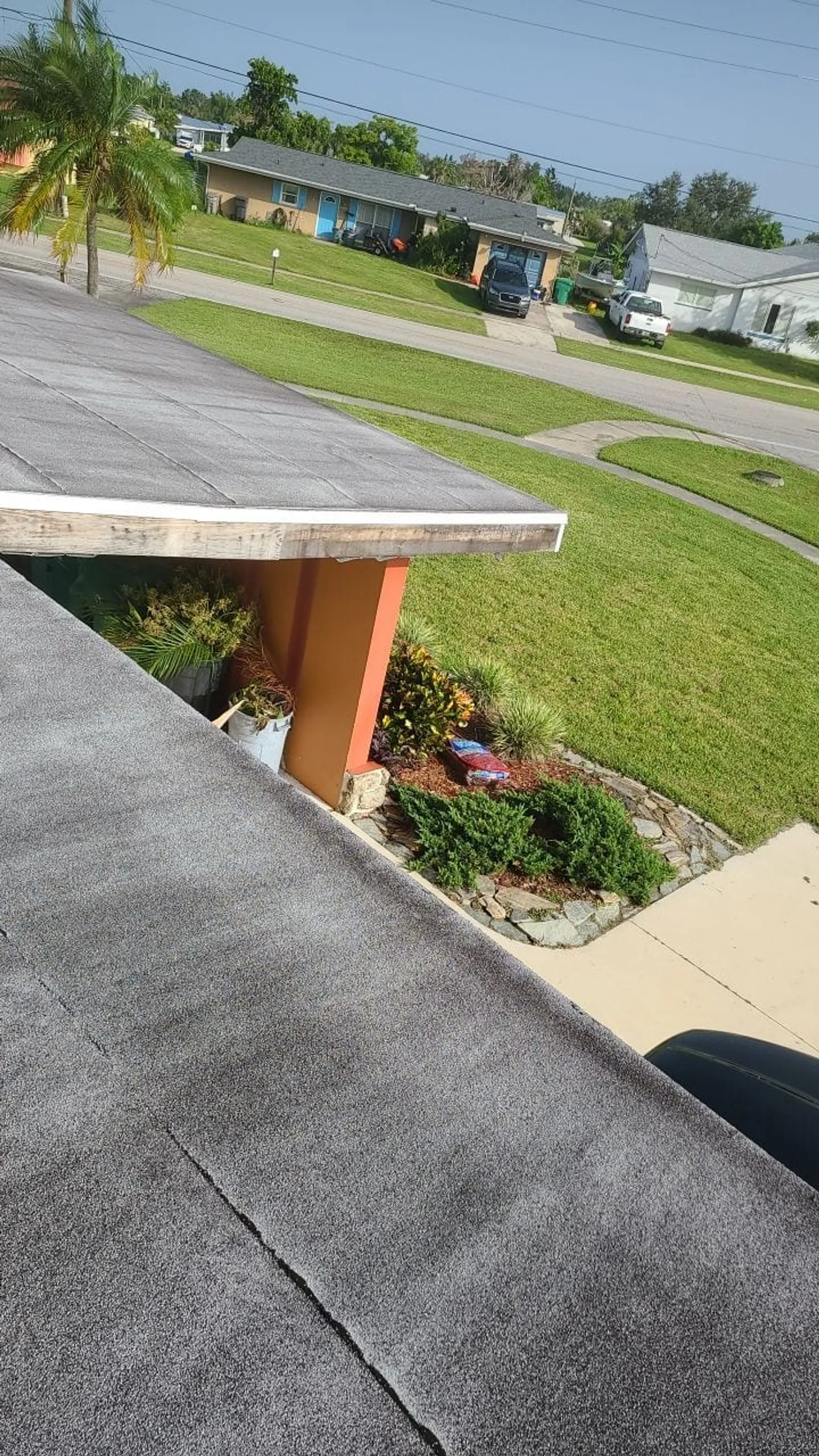 Failing flat roof that caused water intrusion in a Port Charlotte, Florida home