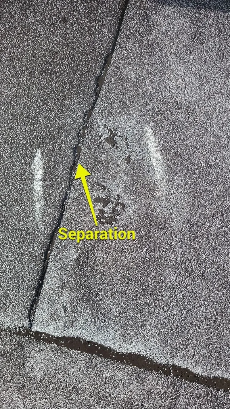 The source: a failing flat roof. Marked membrane separation that lets water straight into the structure.